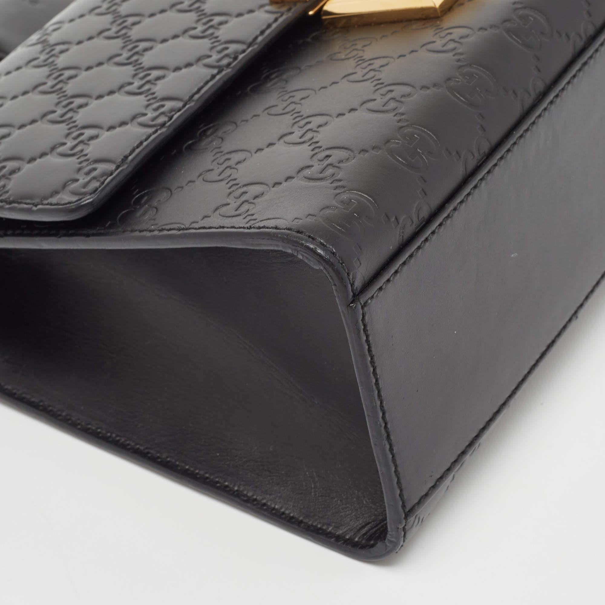 Gucci Black Guccissima Leather Medium Padlock Shoulder Bag 5