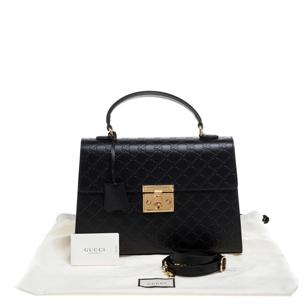 Gucci Black Guccissima Leather Medium Padlock Top Handle Bag 8