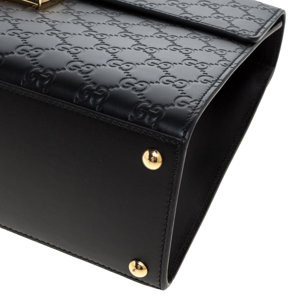 Gucci Black Guccissima Leather Medium Padlock Top Handle Bag 3