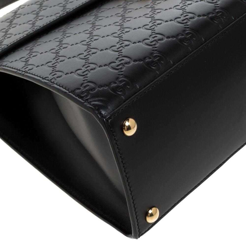 Gucci Black Guccissima Leather Medium Padlock Top Handle Bag 4