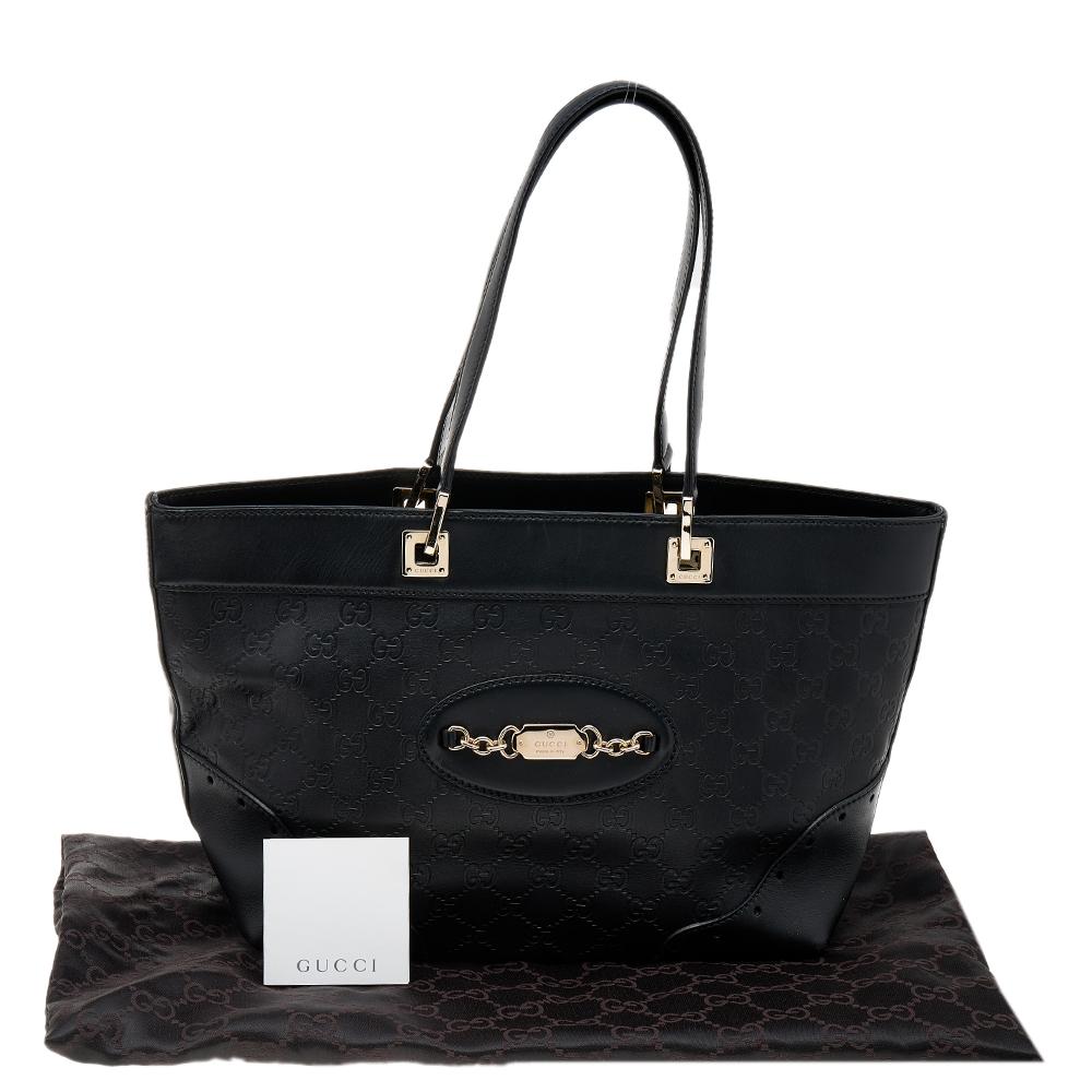 Gucci Black Guccissima Leather Medium Punch Tote 8