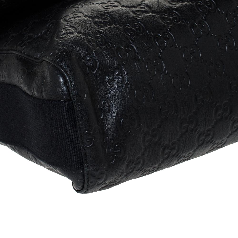 Gucci Black Guccissima Leather Medium Rubber Messenger Bag 3