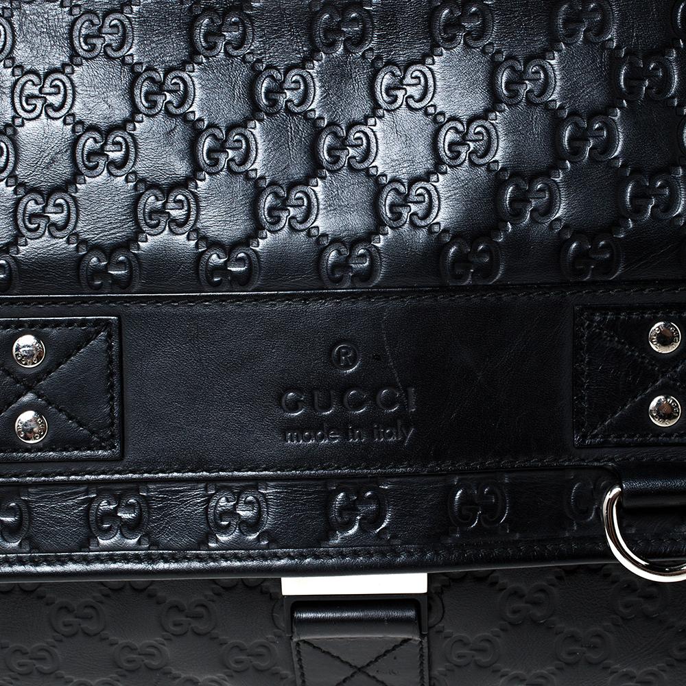 Gucci Black Guccissima Leather Medium Rubber Messenger Bag 4