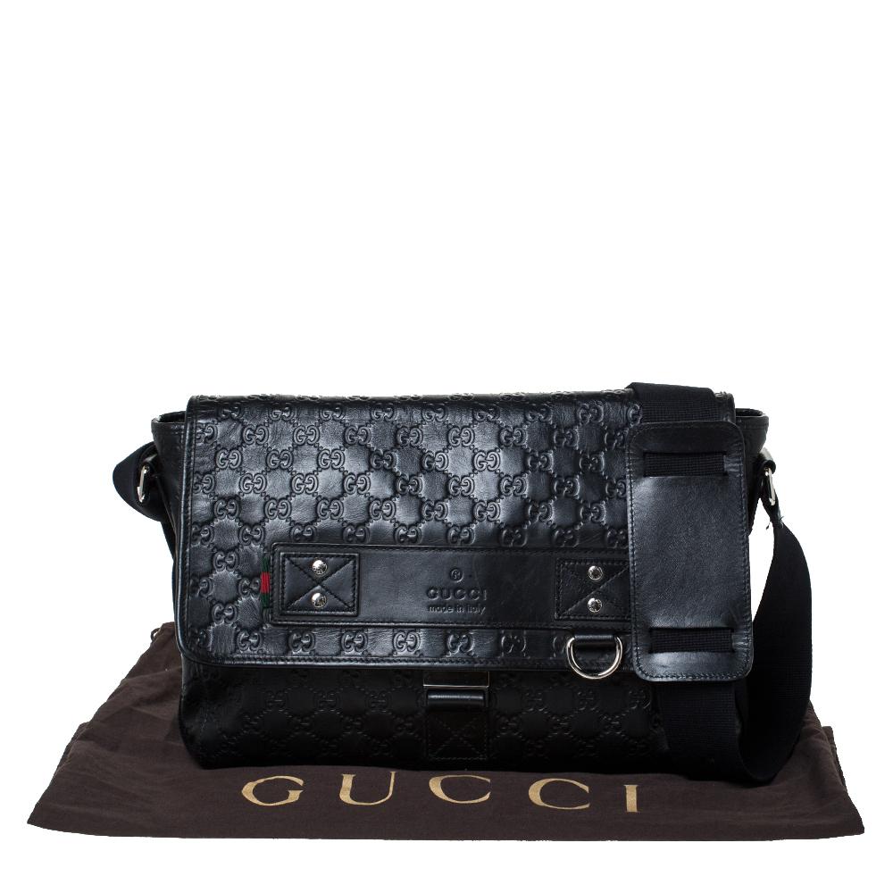 Gucci Black Guccissima Leather Medium Rubber Messenger Bag 6