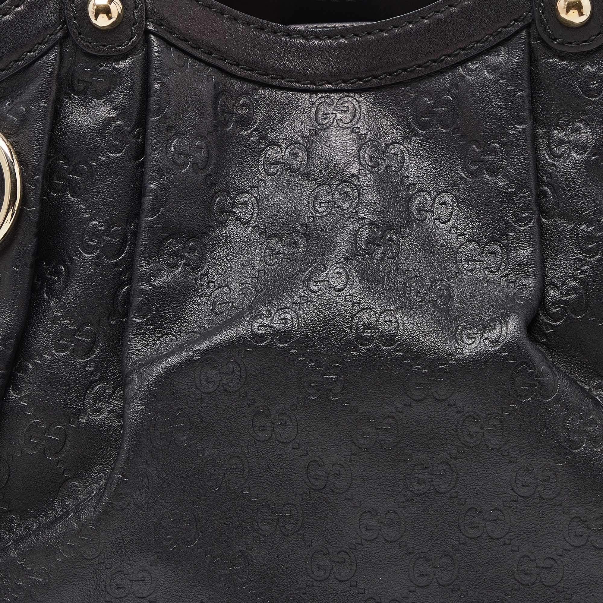 Gucci Black Guccissima Leather Medium Sukey Tote 6