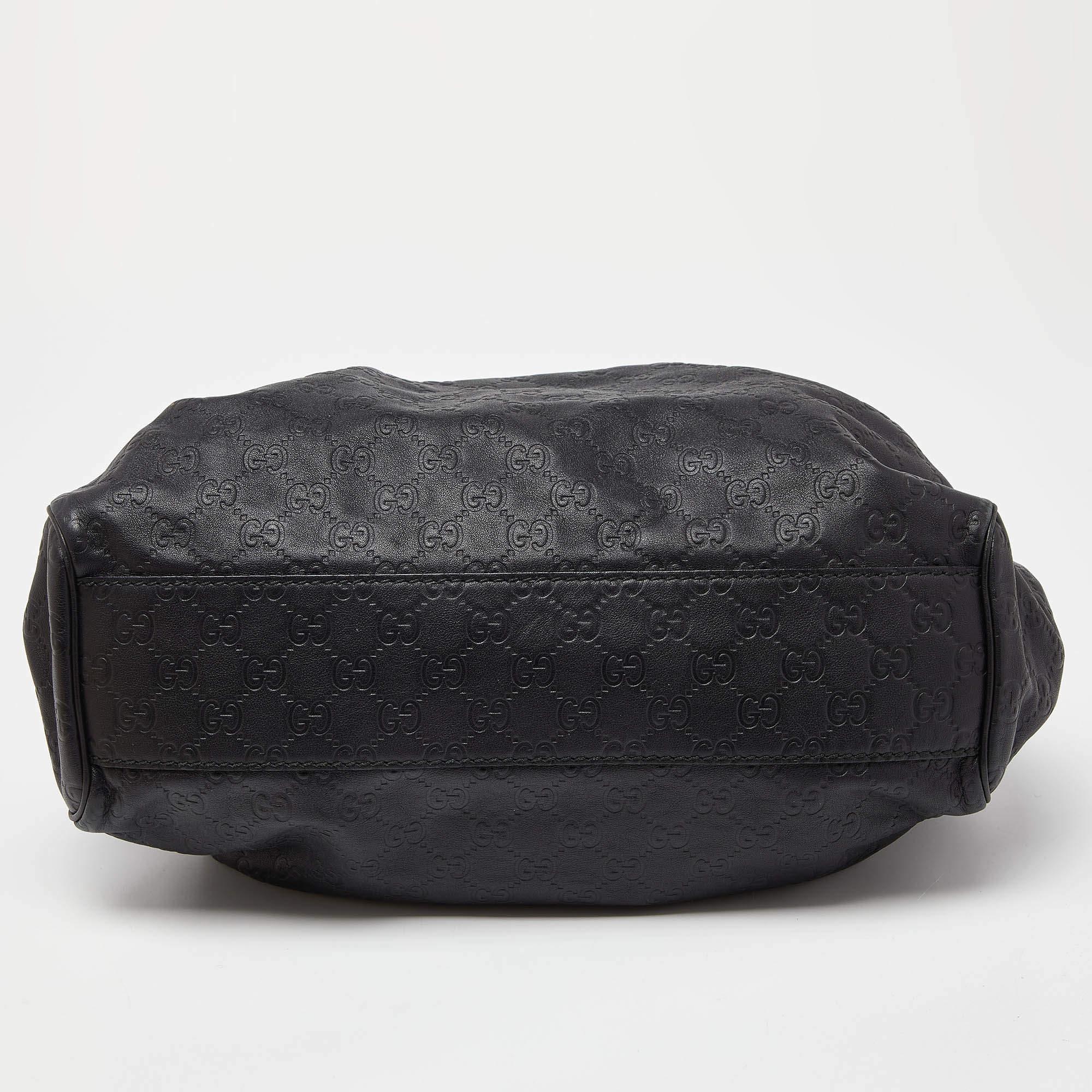 Gucci Black Guccissima Leather Medium Sukey Tote 8