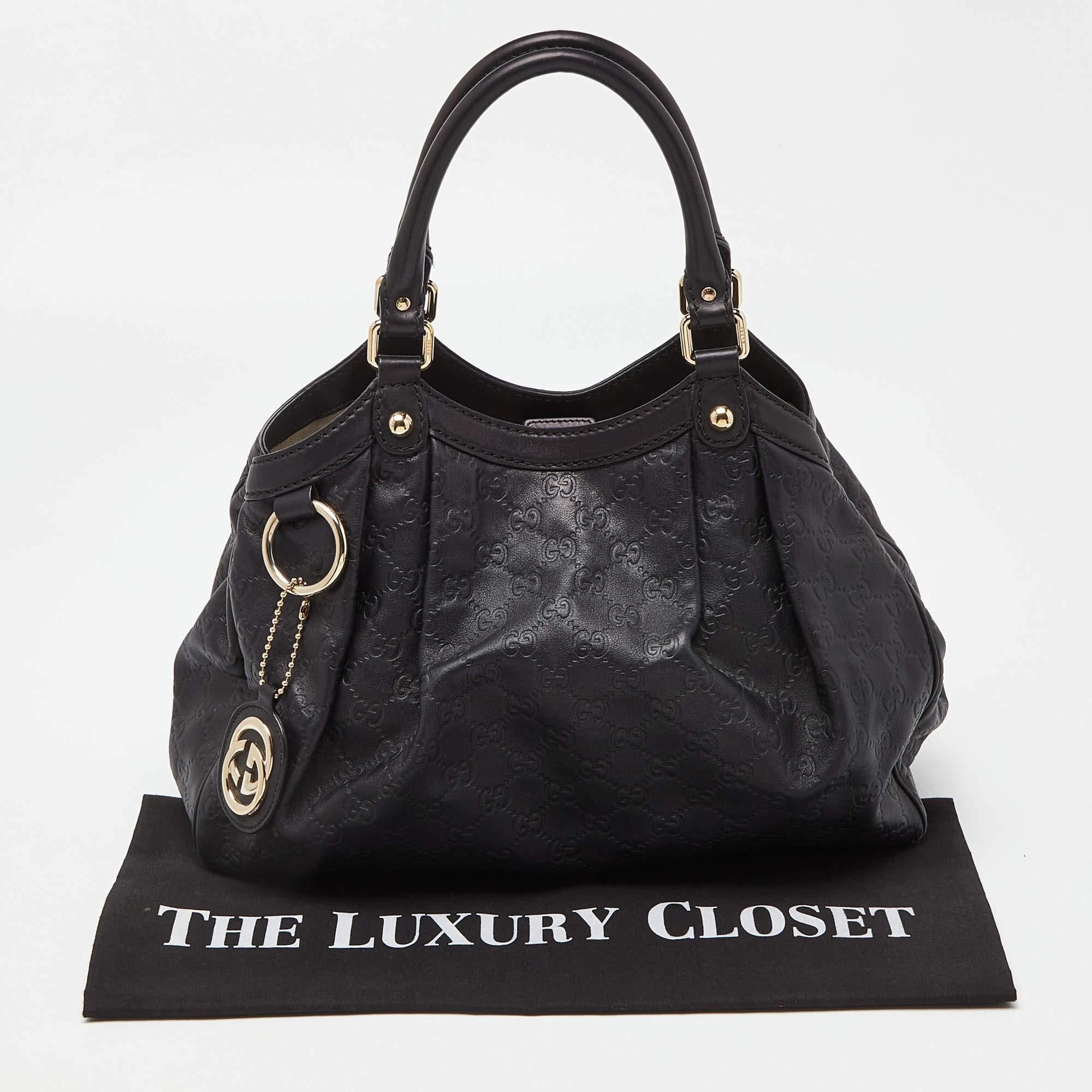 Gucci Black Guccissima Leather Medium Sukey Tote 9