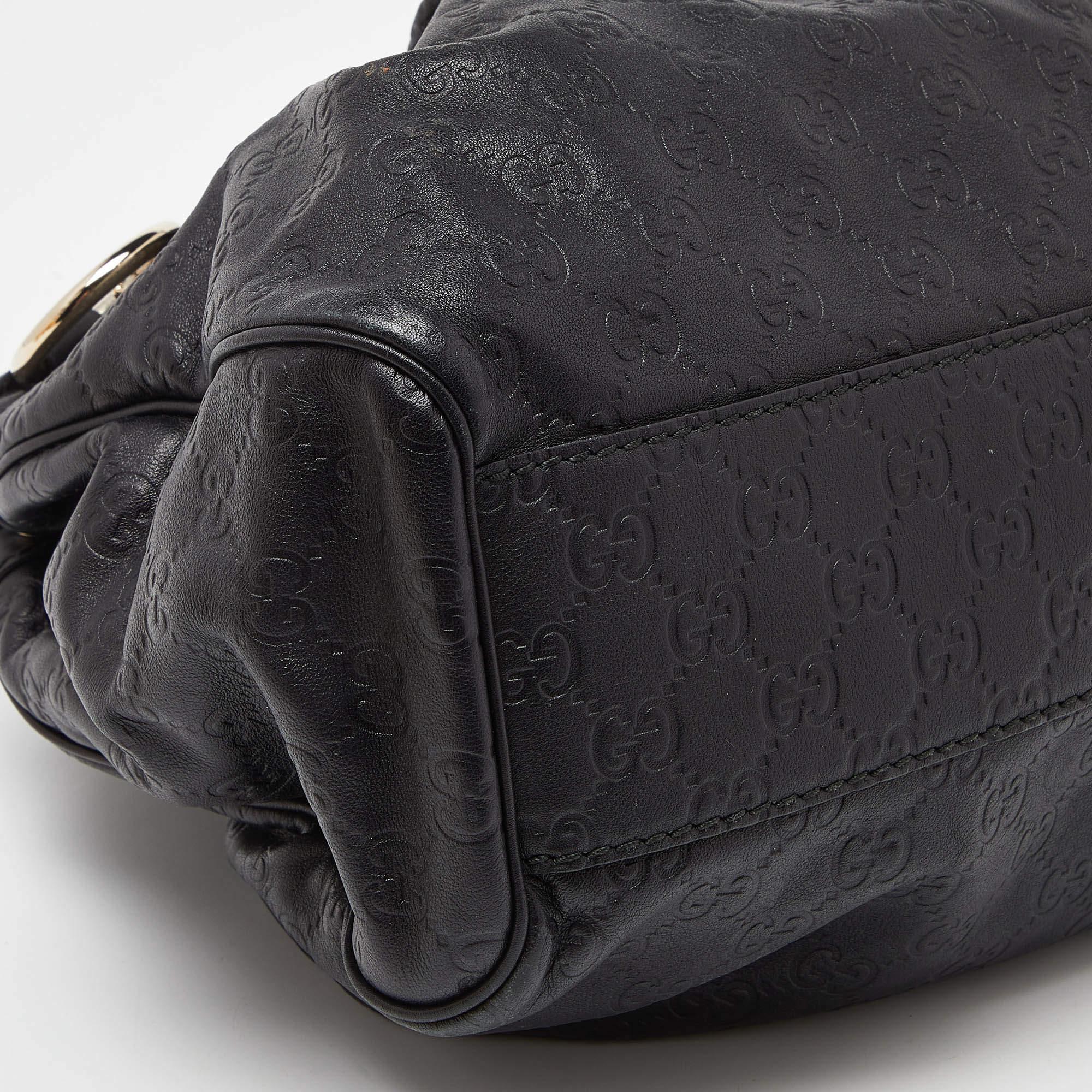 Gucci Black Guccissima Leather Medium Sukey Tote 1