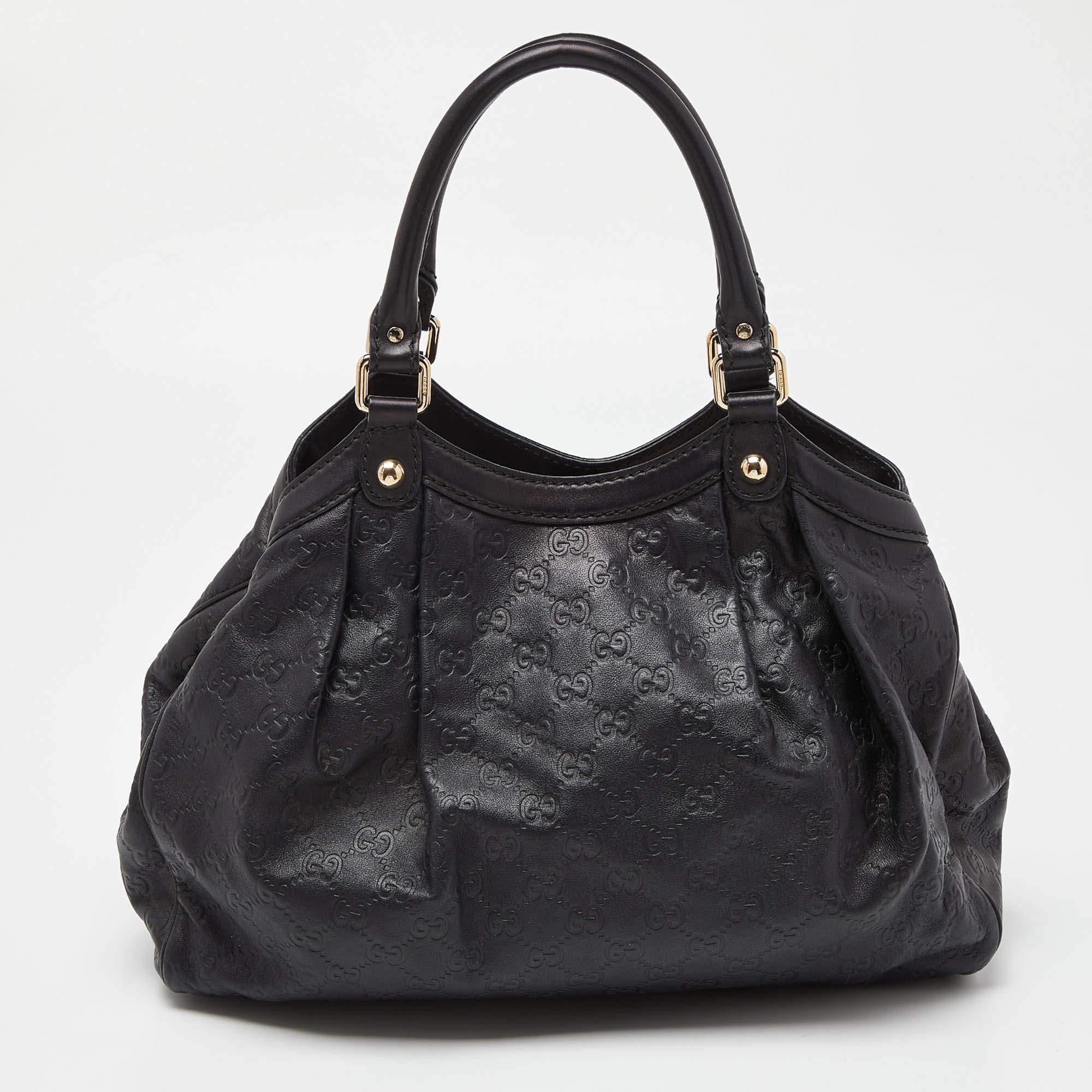Gucci Black Guccissima Leather Medium Sukey Tote 5