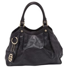 Gucci Black Guccissima Leather Medium Sukey Tote