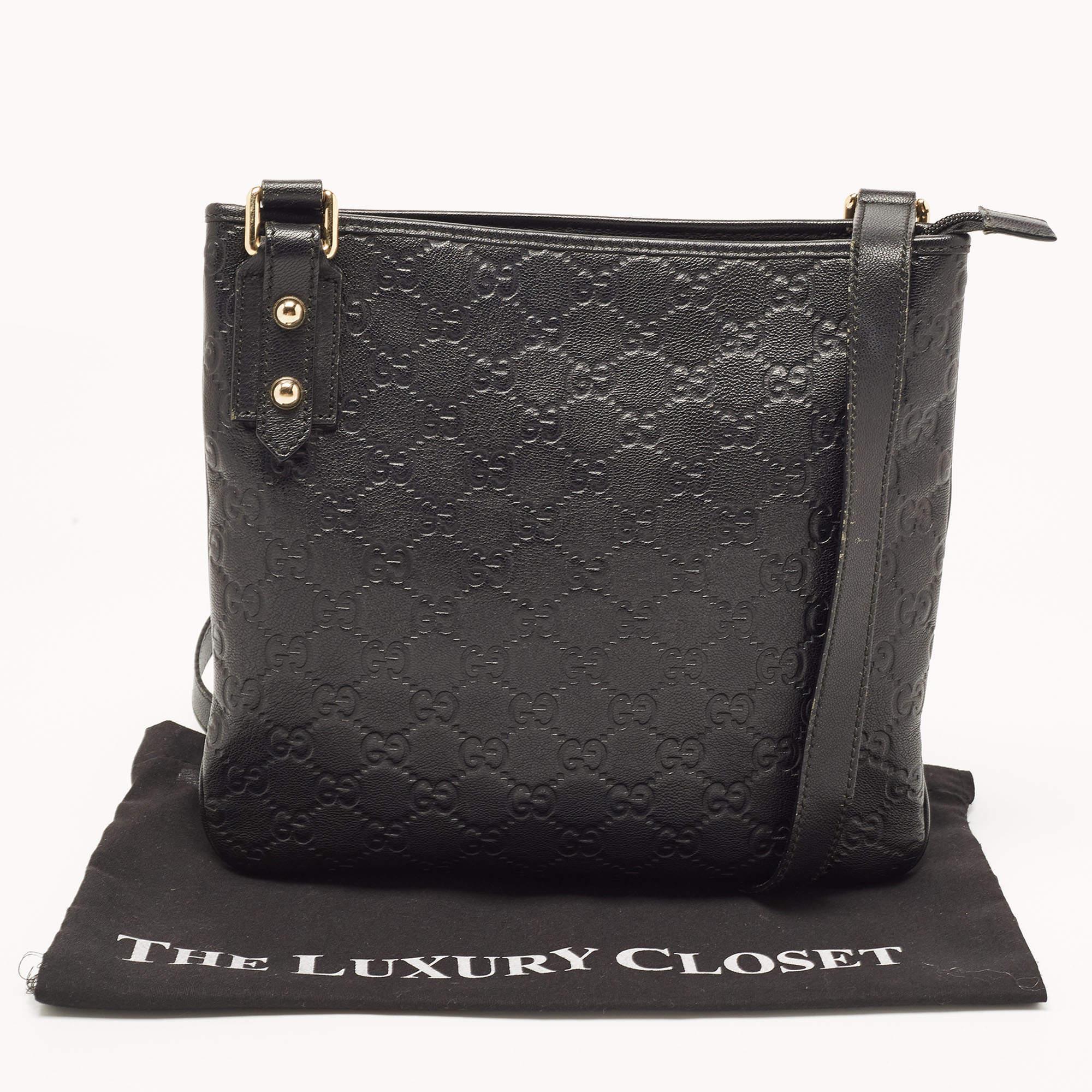 Gucci Black Guccissima Leather Messenger Bag 10