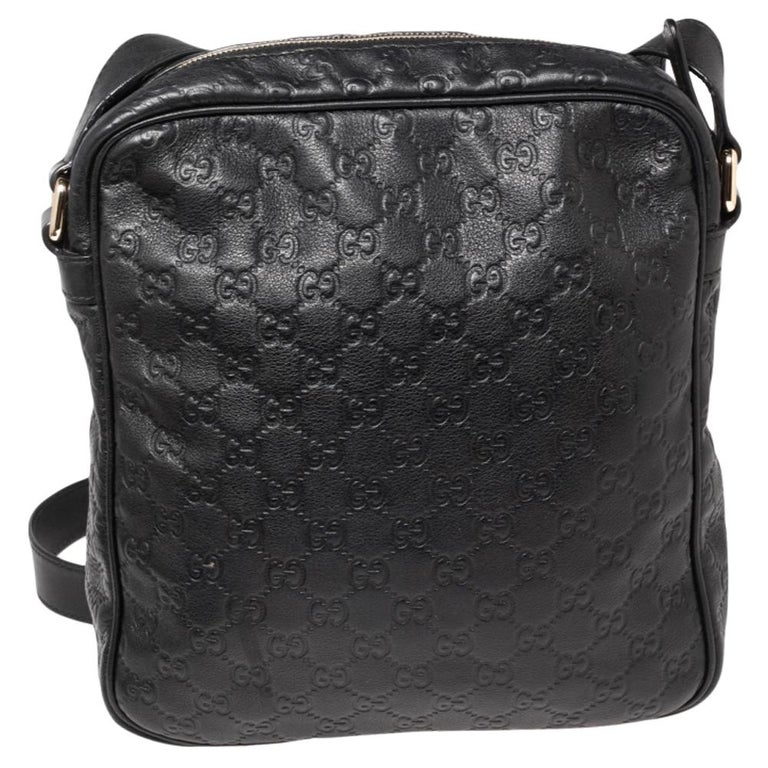 Gucci Black Guccissima Leather Messenger Bag at 1stDibs