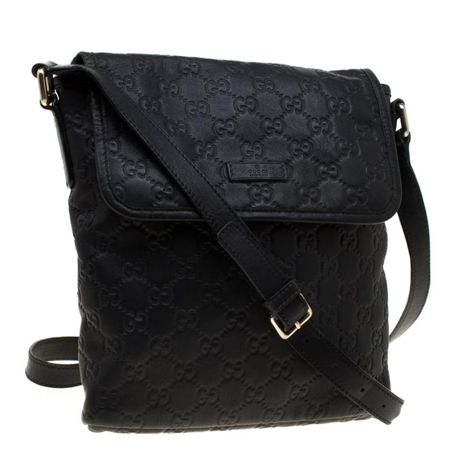 Gucci Black Guccissima Leather Messenger Bag For Sale At 1stdibs