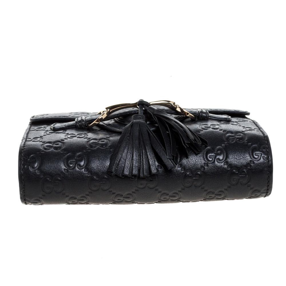 Gucci Black Guccissima Leather Mini Emily Chain Shoulder Bag 1