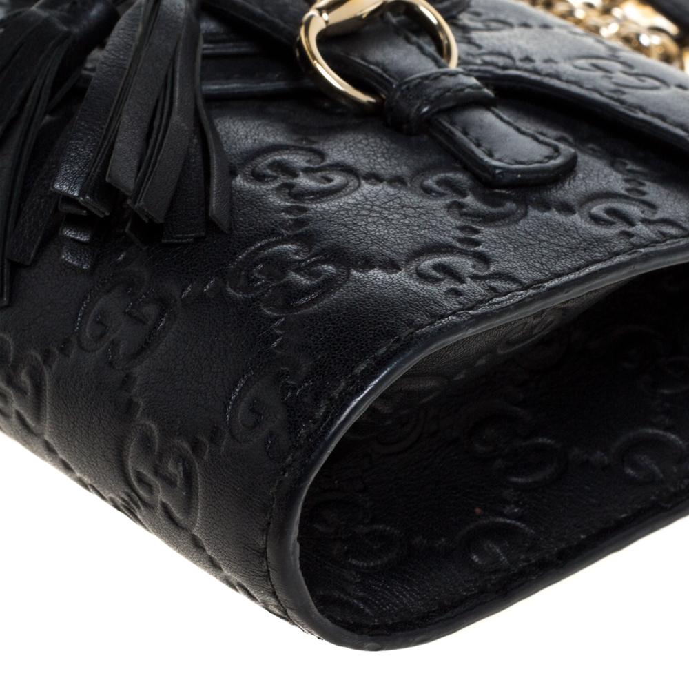 Gucci Black Guccissima Leather Mini Emily Chain Shoulder Bag 3