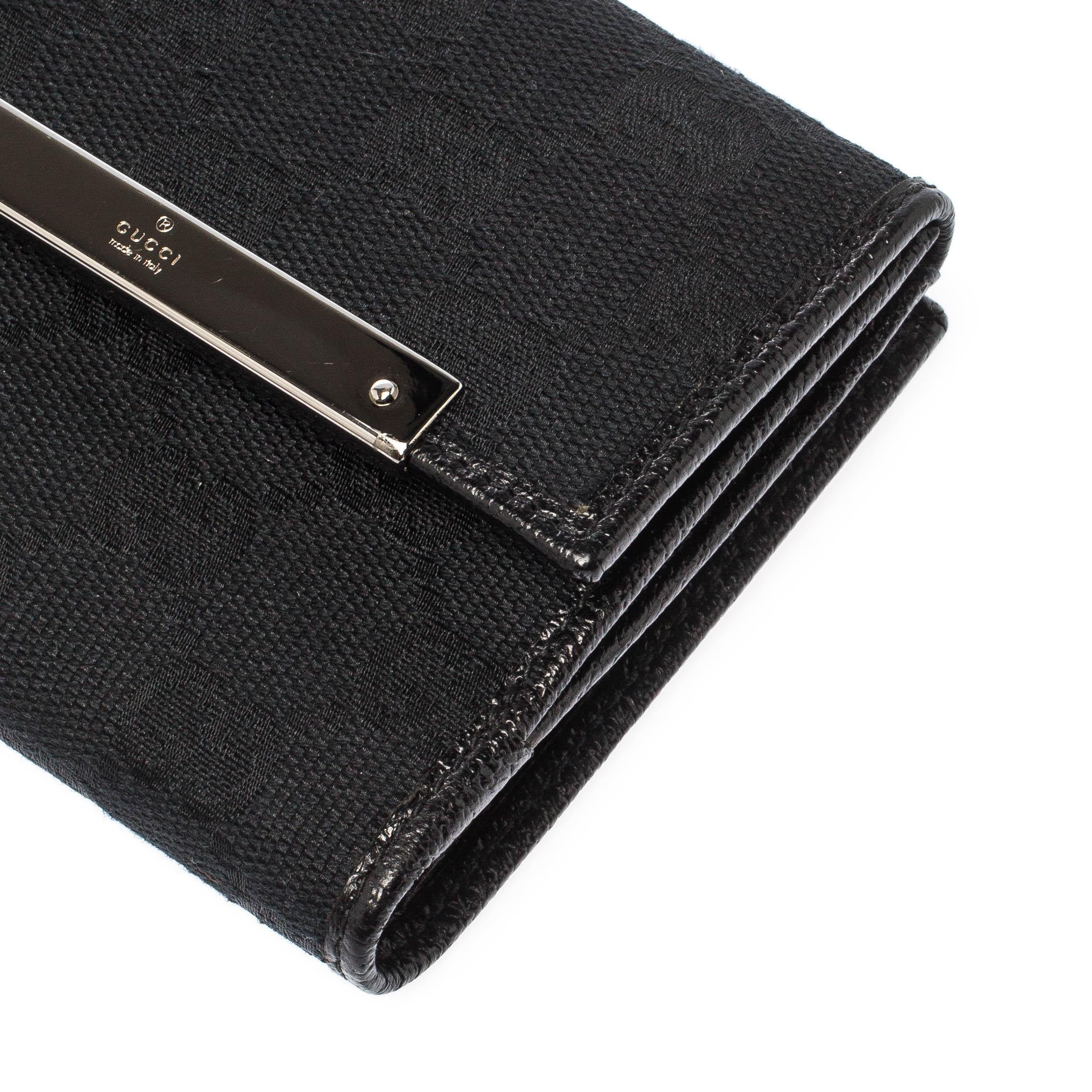 Gucci Black Guccissima Leather Mini Flap French Wallet 5