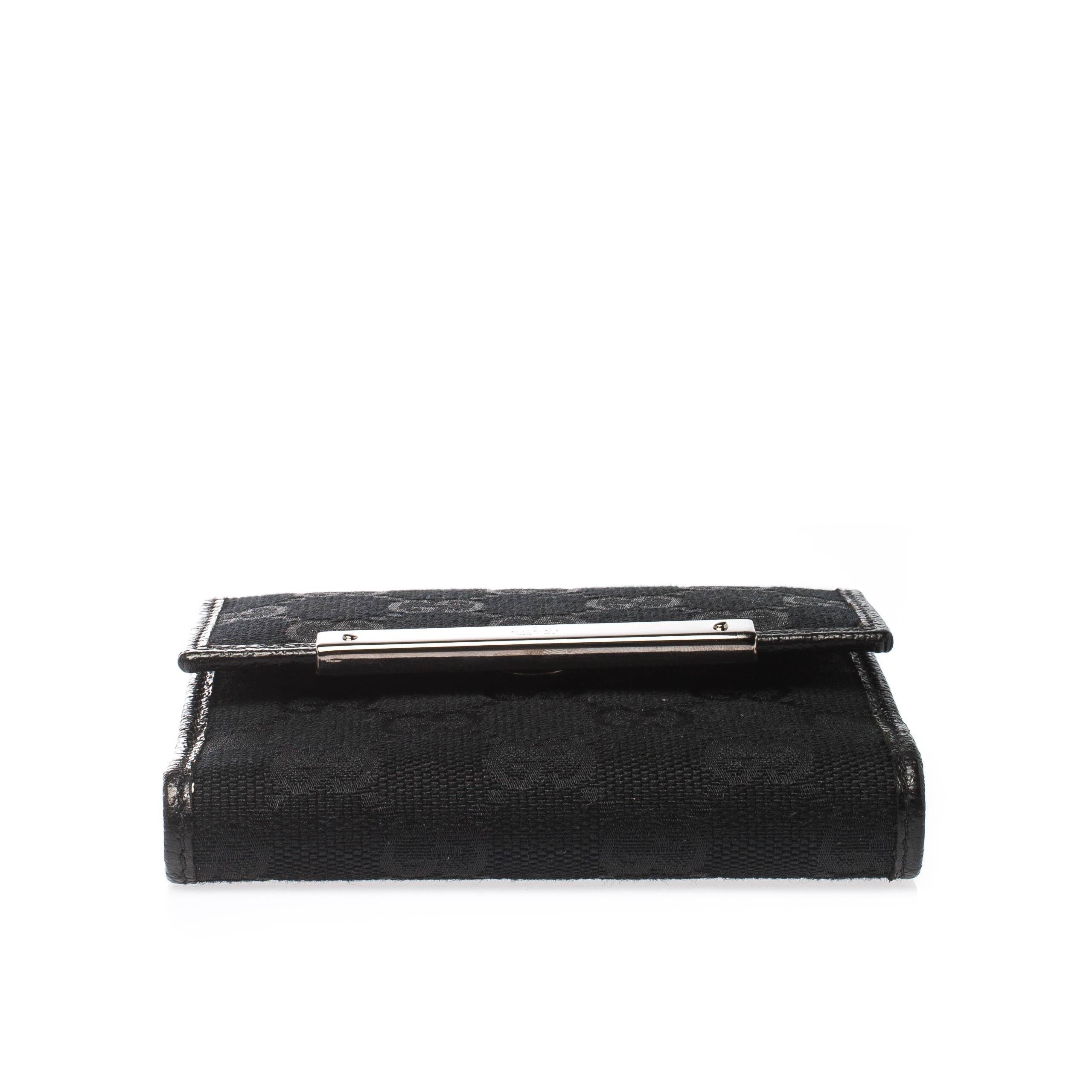 Gucci Black Guccissima Leather Mini Flap French Wallet In Excellent Condition In Dubai, Al Qouz 2