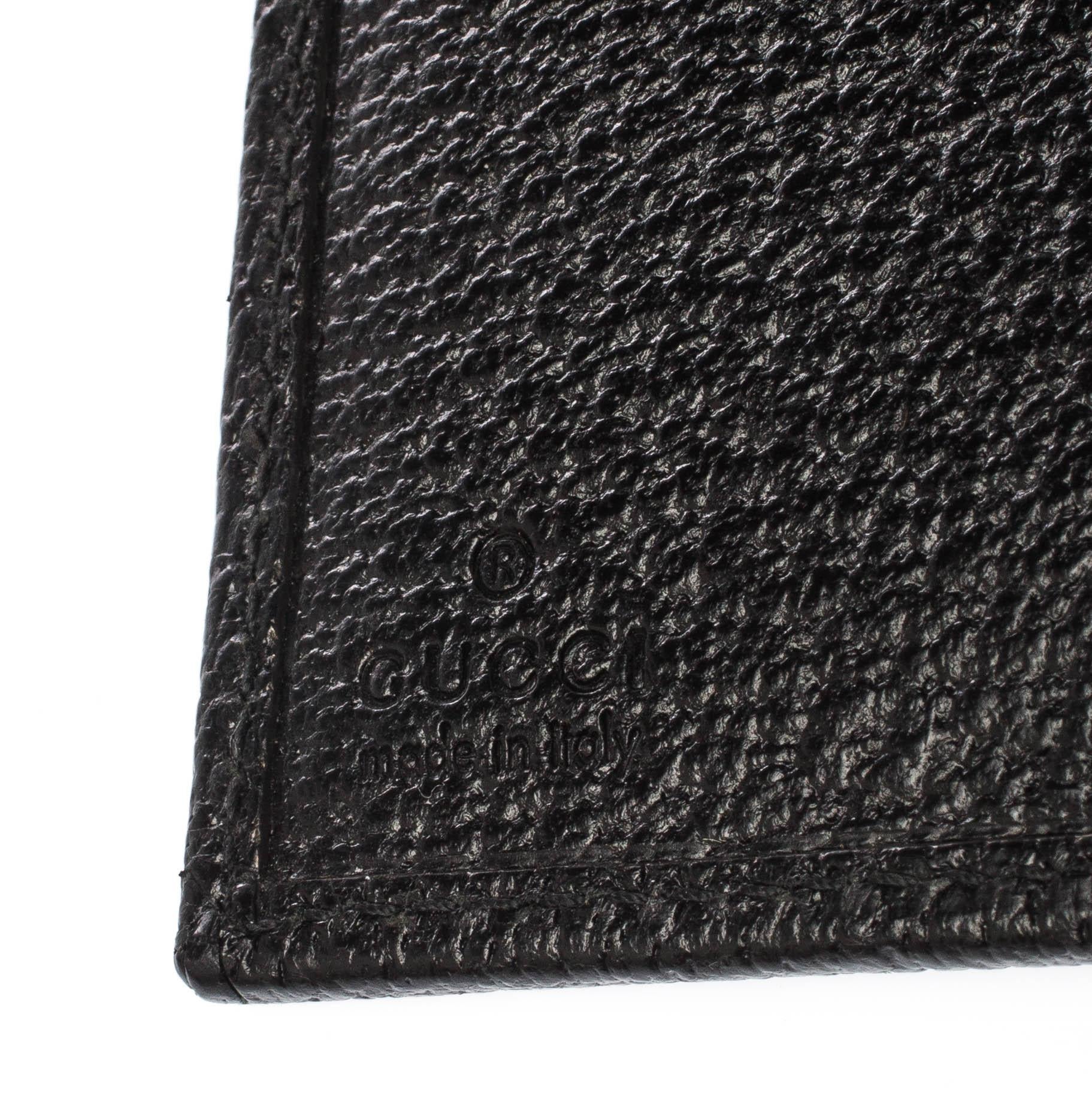 Gucci Black Guccissima Leather Mini Flap French Wallet 1