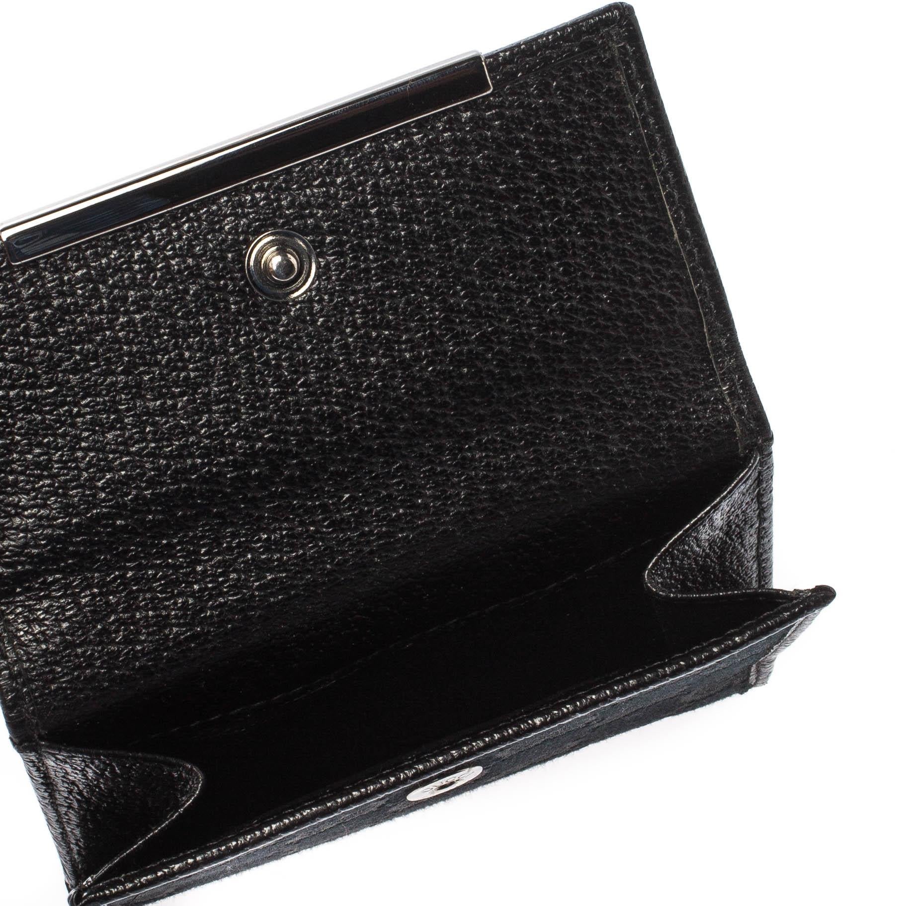 Gucci Black Guccissima Leather Mini Flap French Wallet 3