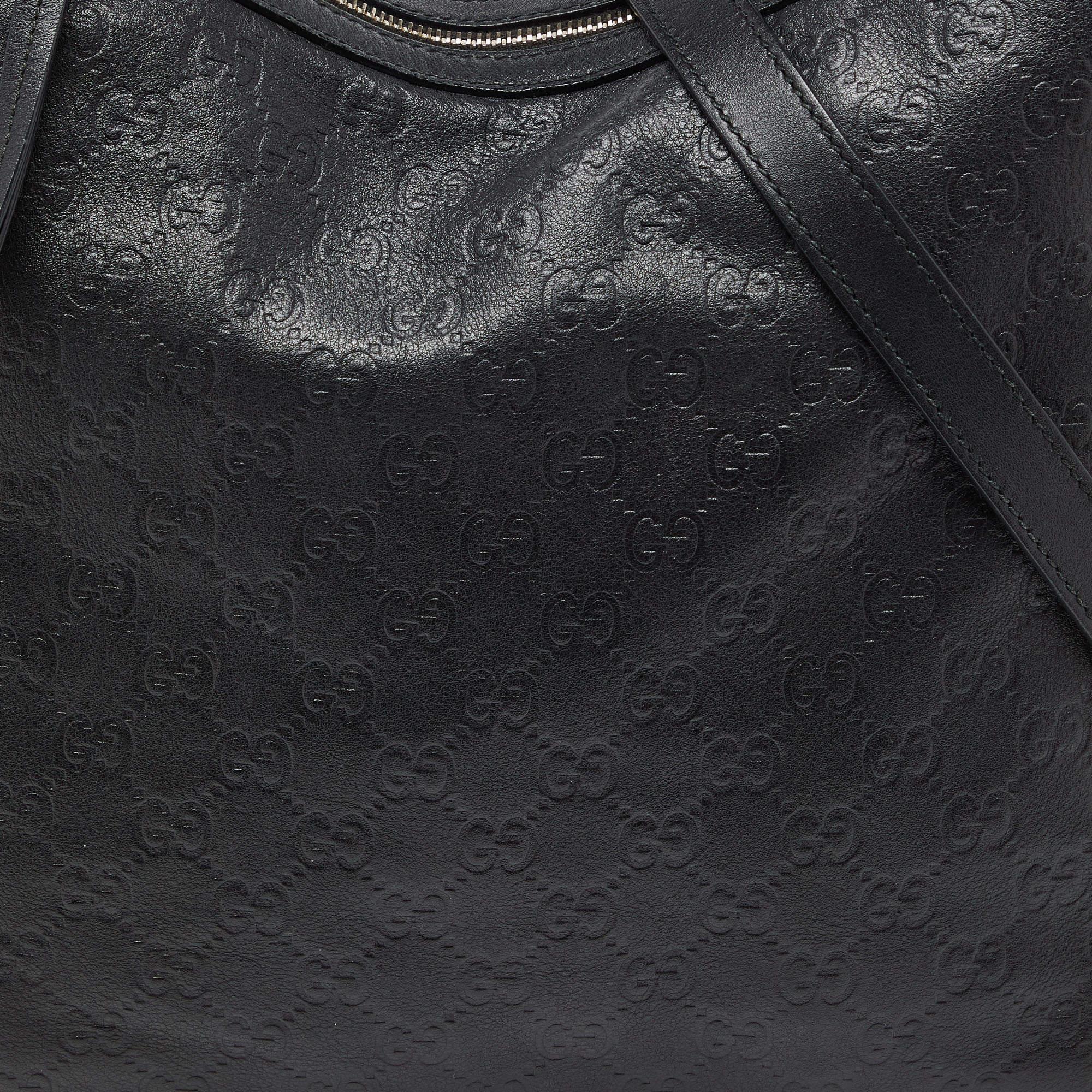Gucci Black Guccissima Leather Miss GG Original Hobo For Sale 5