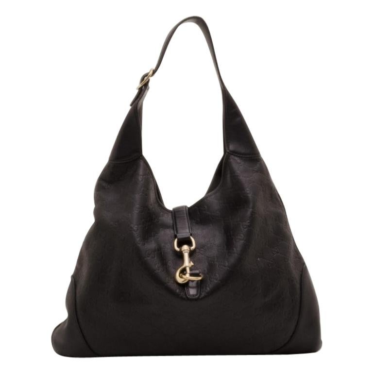 Gucci Black Guccissima Leather New Jackie Hobo