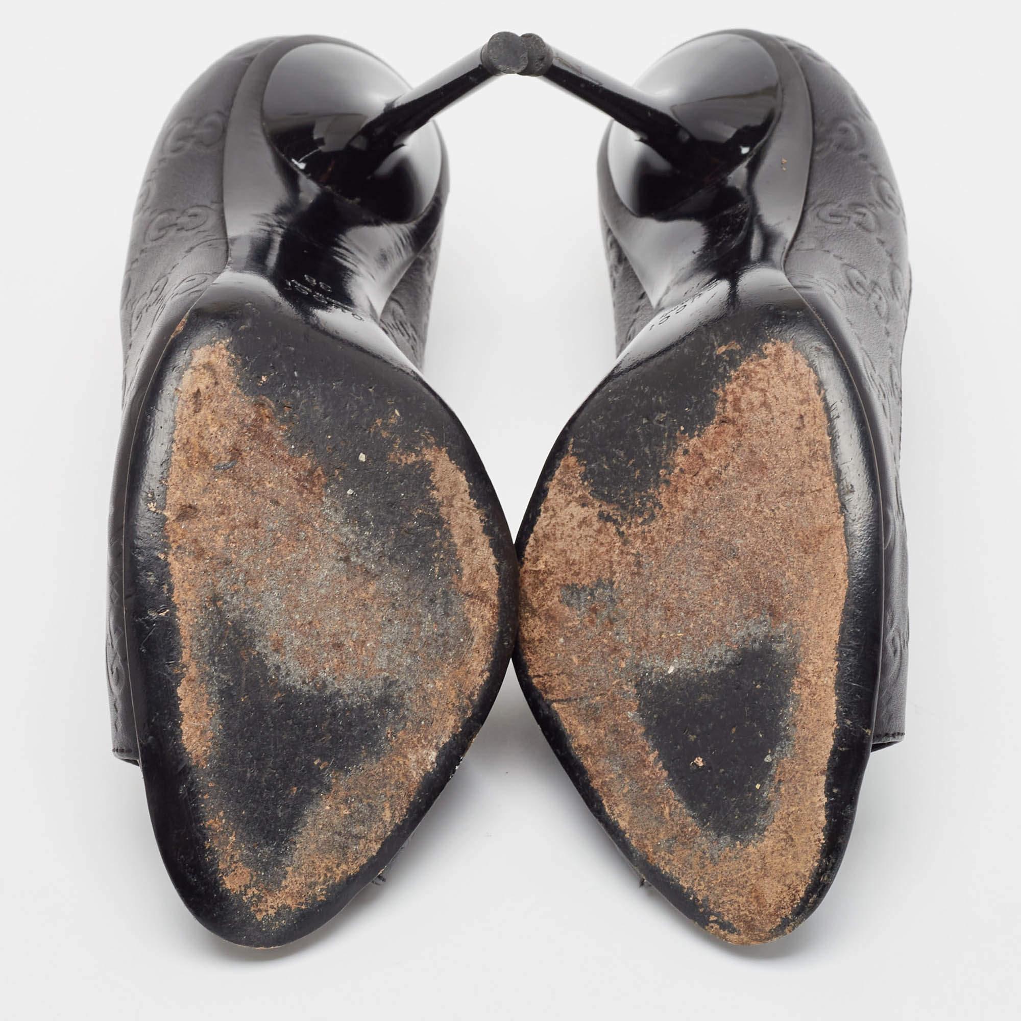 Gucci Pumps Open Toe in pelle nera taglia 38 in vendita 1
