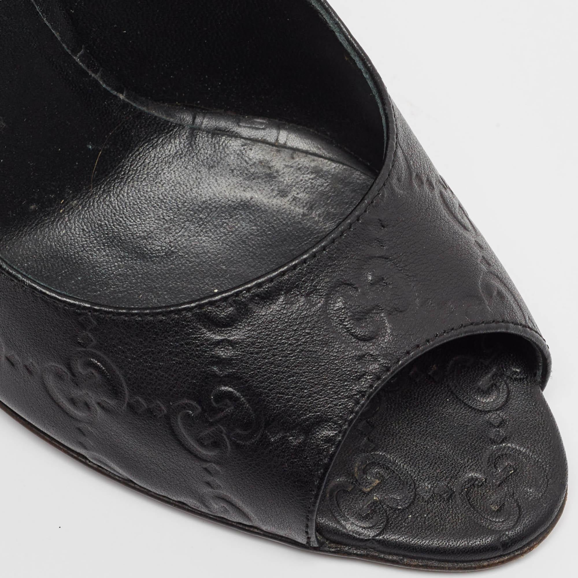 Gucci Pumps Open Toe in pelle nera taglia 38 in vendita 2