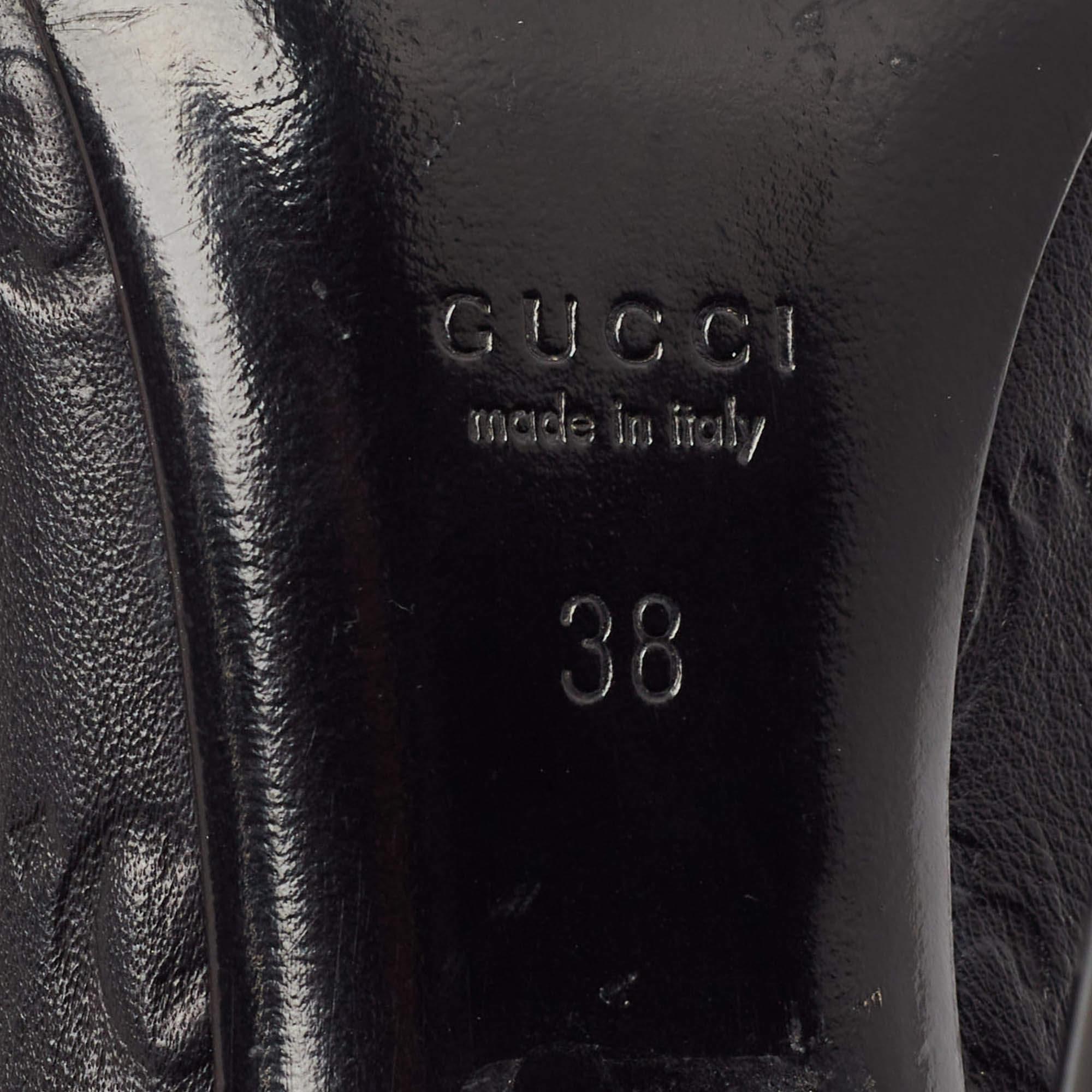 Gucci Pumps Open Toe in pelle nera taglia 38 in vendita 3