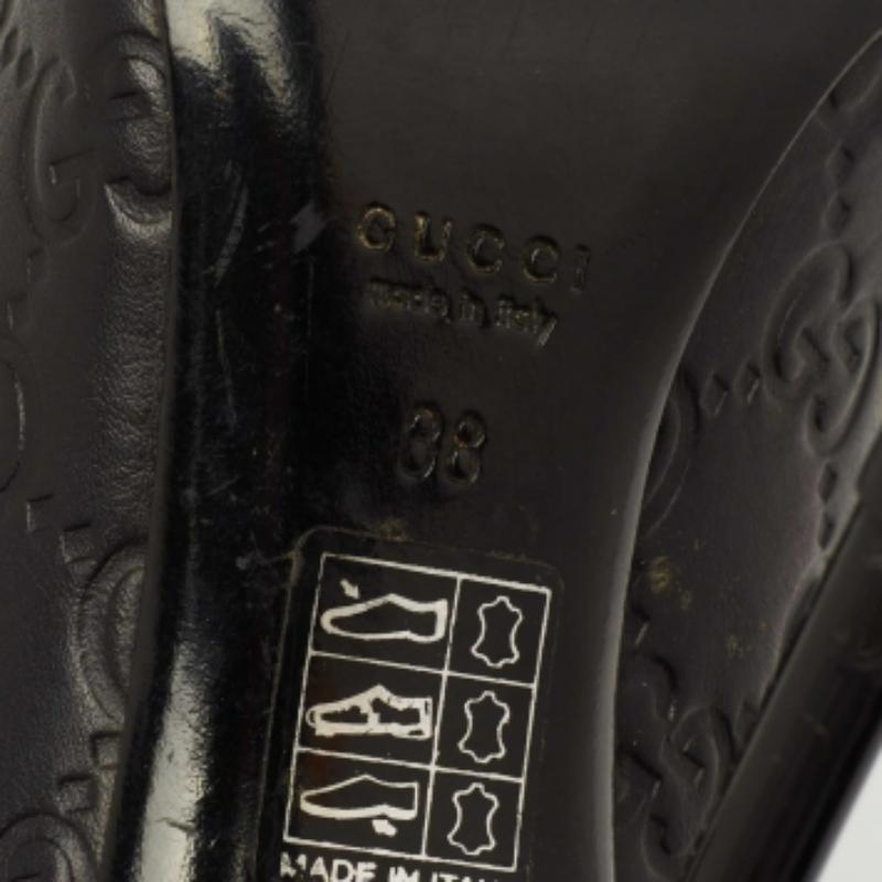 Gucci Black Guccissima Leather Open Toe Pumps Size 38 5