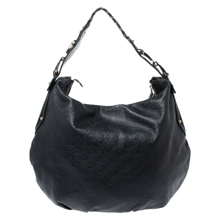 Gucci Black Guccissima Leather Pelham Hobo For Sale at 1stDibs
