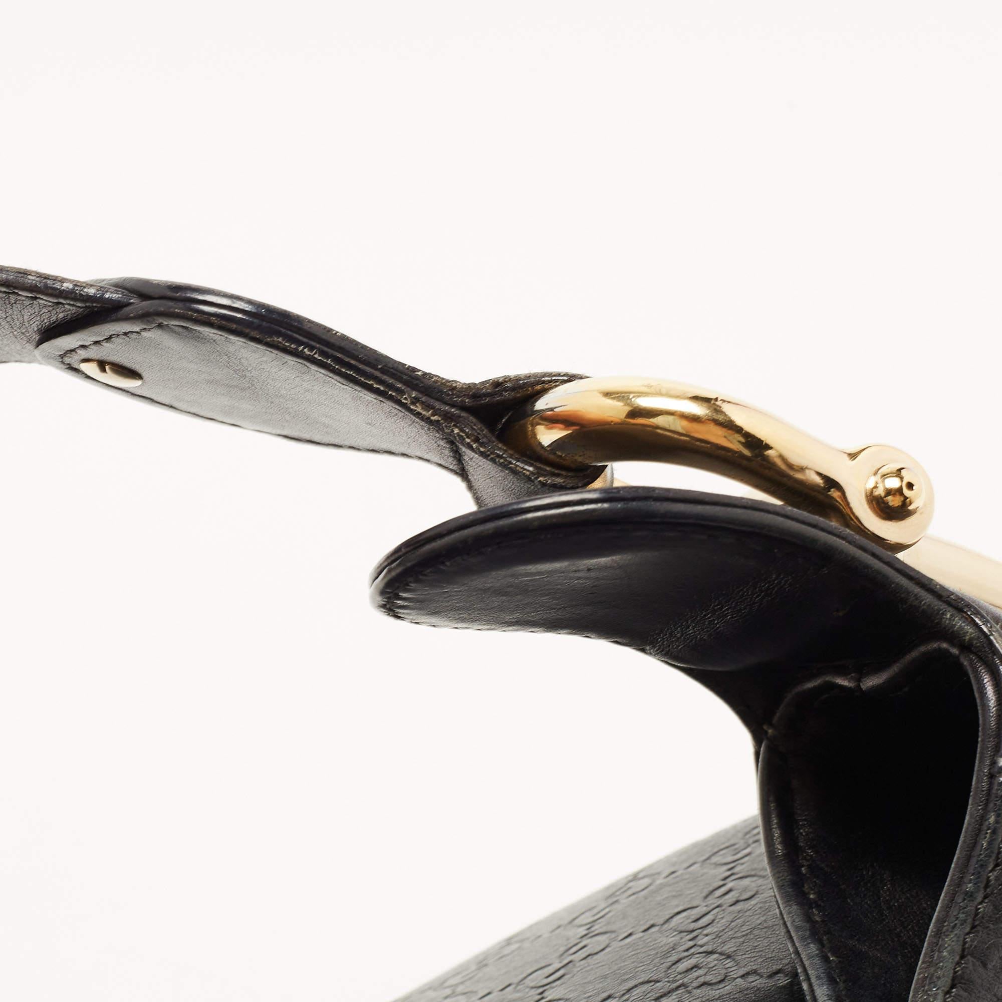 Gucci Black Guccissima Leather Pelham Horsebit Hobo For Sale 11