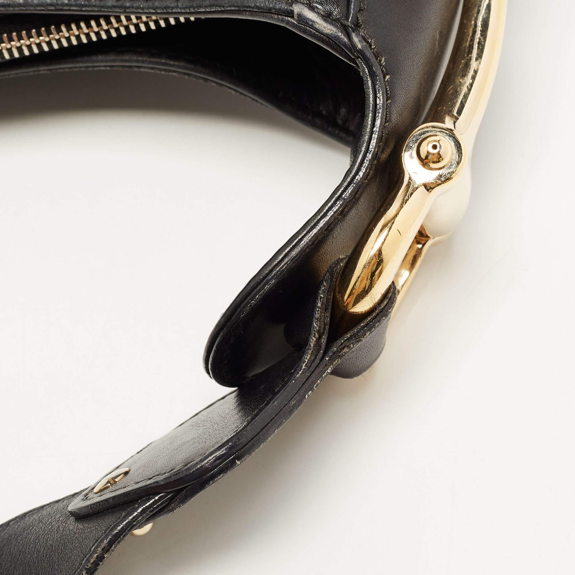 Gucci Black Guccissima Leather Pelham Horsebit Hobo For Sale 12