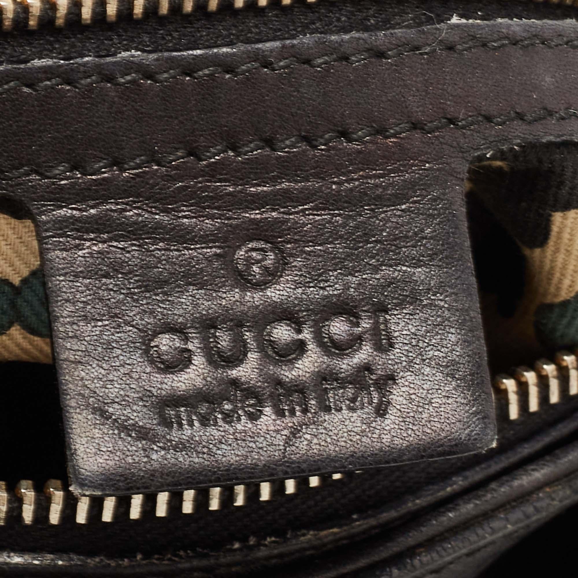 Gucci Black Guccissima Leather Pelham Horsebit Hobo For Sale 13
