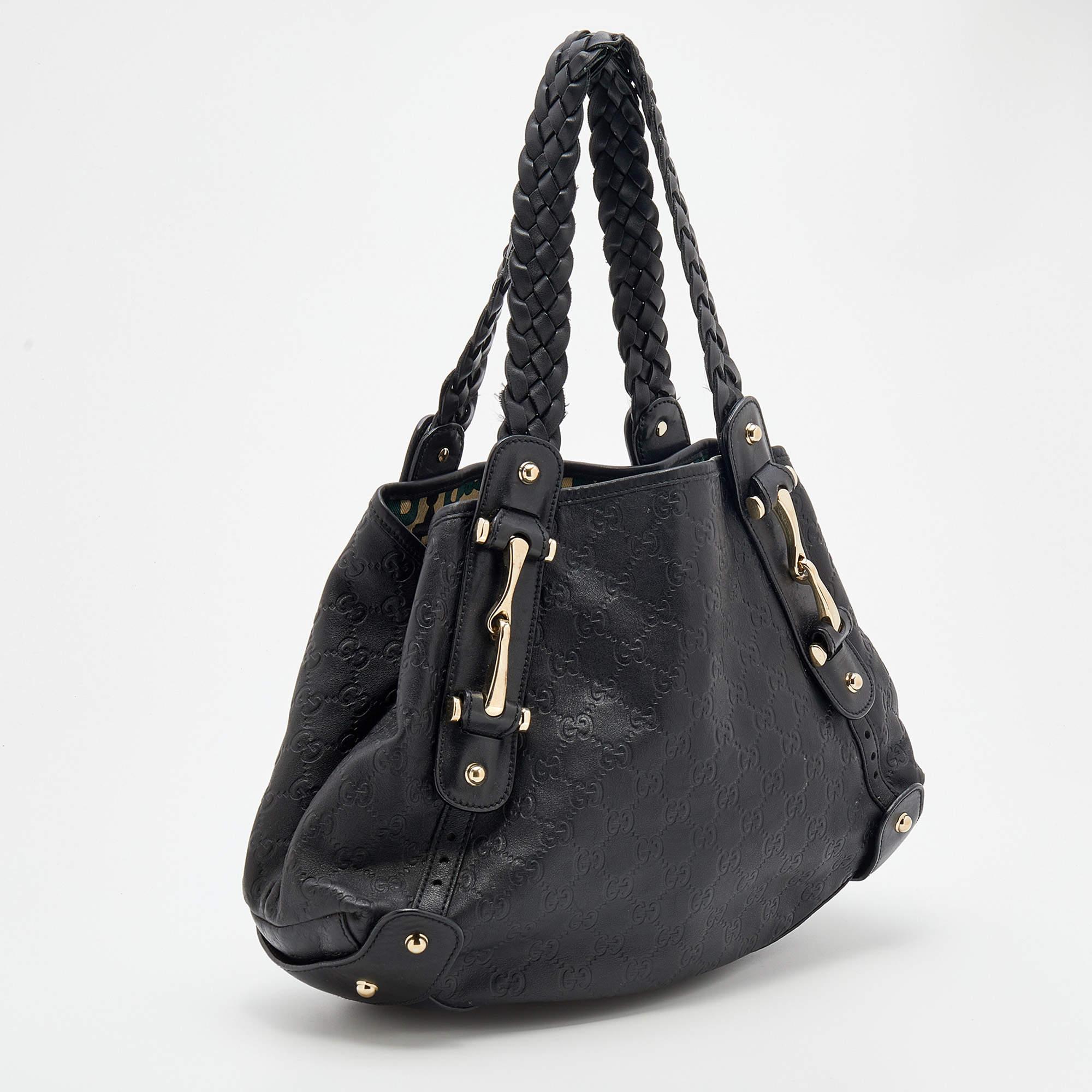 Women's Gucci Black Guccissima Leather Pelham Shoulder Bag