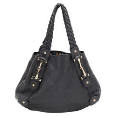 Guccissima Pelham Umhängetasche aus schwarzem Leder