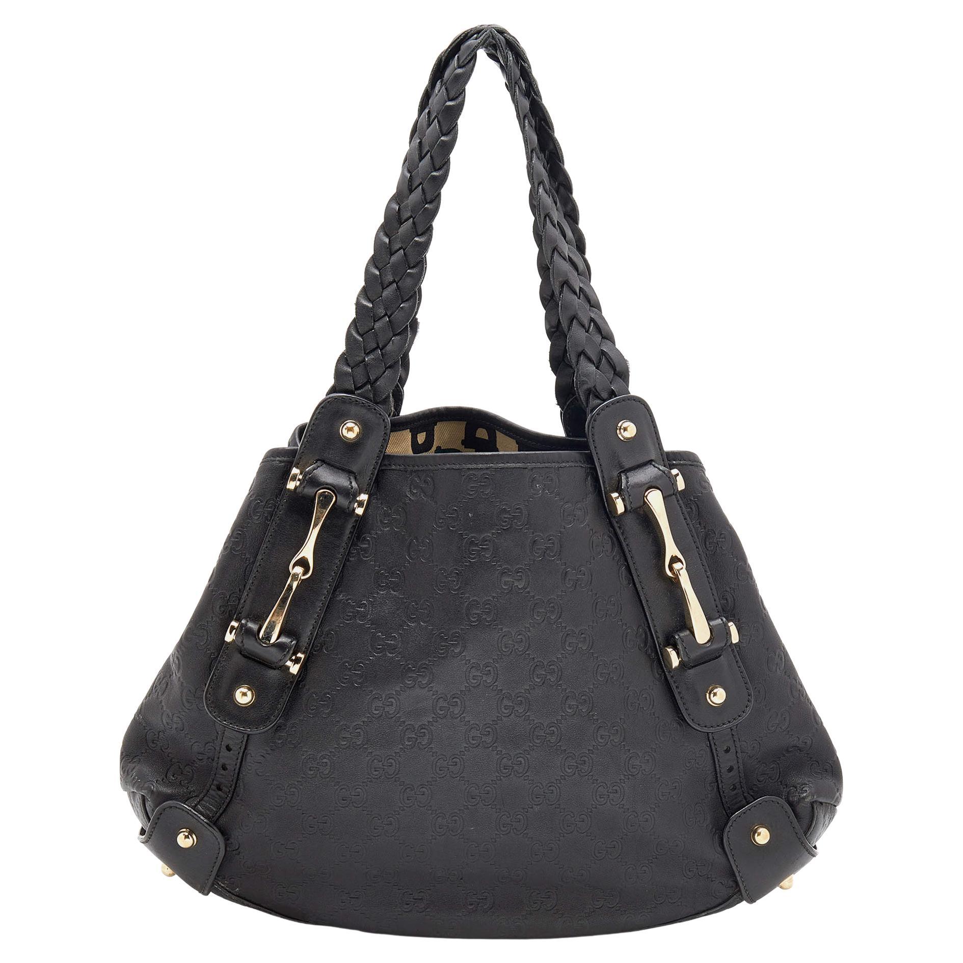 Gucci Black Guccissima Leather Pelham Shoulder Bag For Sale at 1stDibs