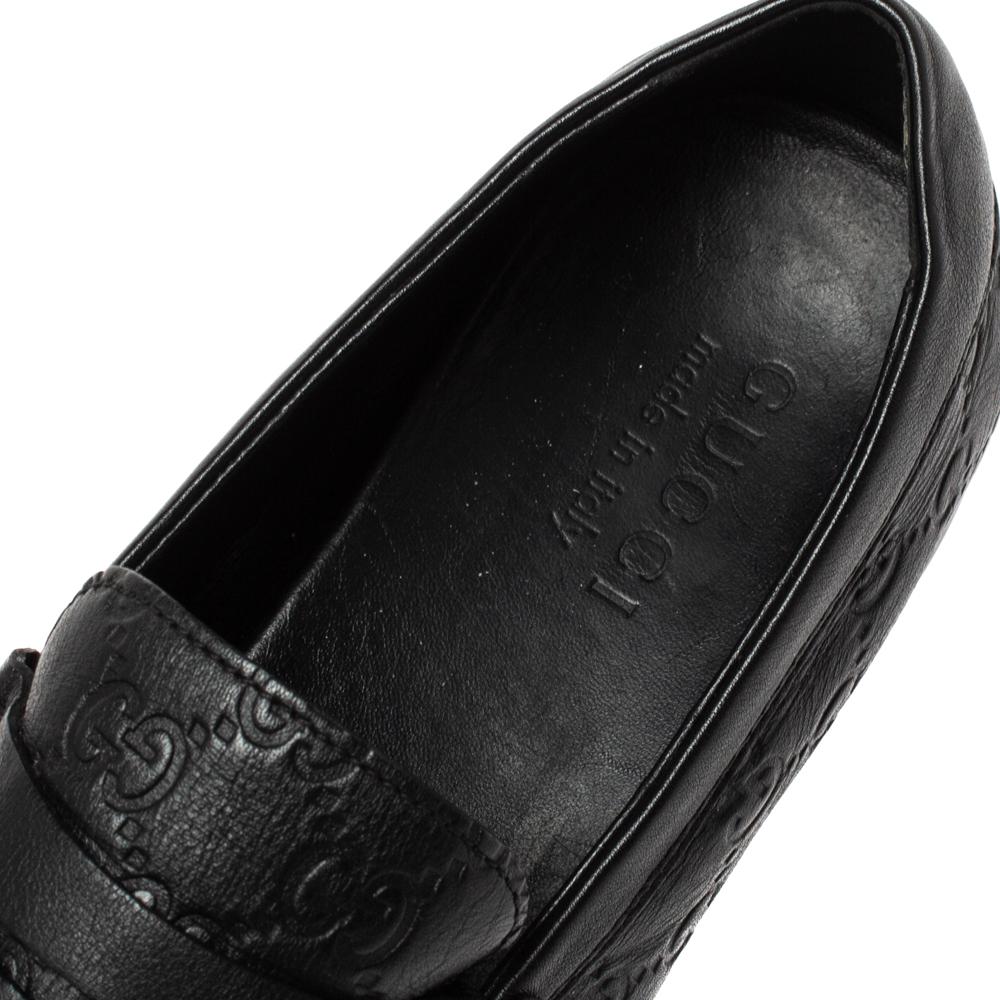 Gucci Black Guccissima Leather Penny Loafers Size 41 1