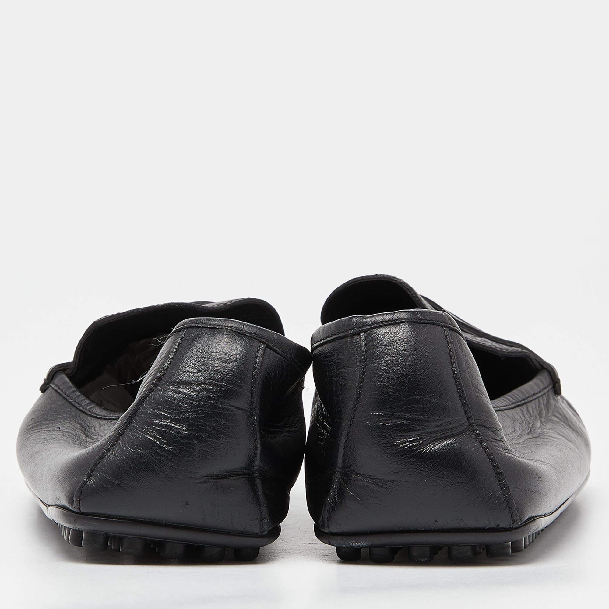 Gucci Black Guccissima Leather Penny Loafers Size 44 For Sale 2
