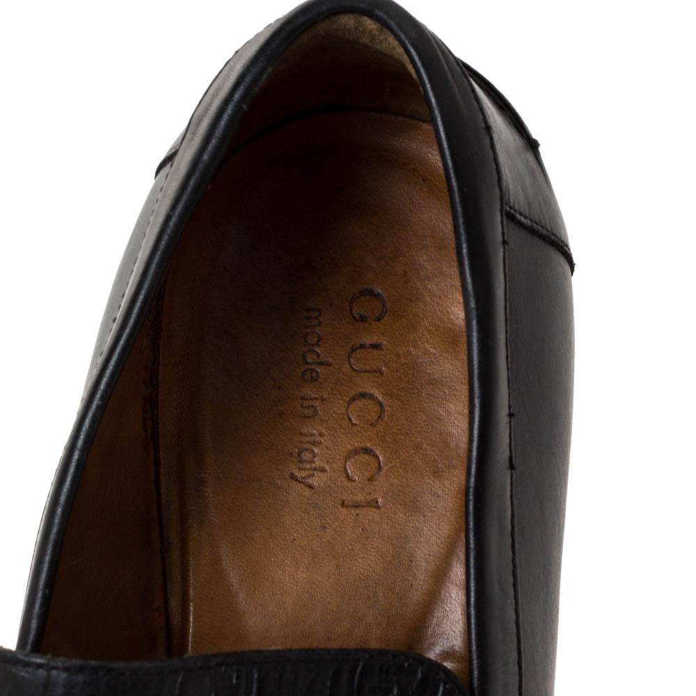 Gucci Black Guccissima Leather Penny Slip On Loafers 41 2