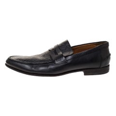 Gucci Black Guccissima Leather Penny Slip On Loafers 41