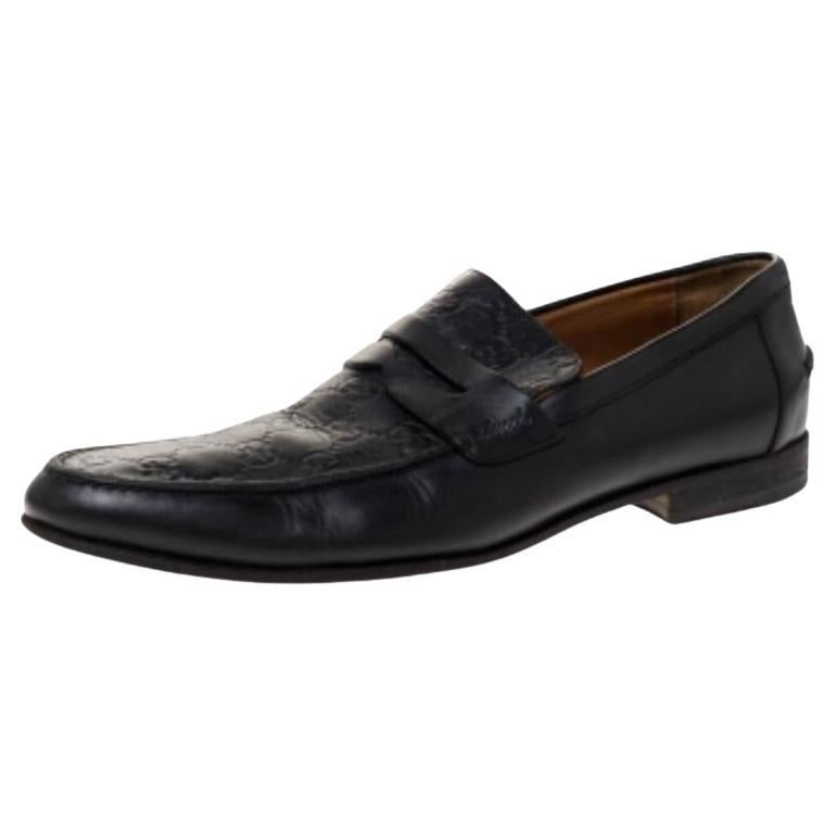 Gucci Schwarz Guccissima Leder Penny Slip On Loafers 41 im Angebot