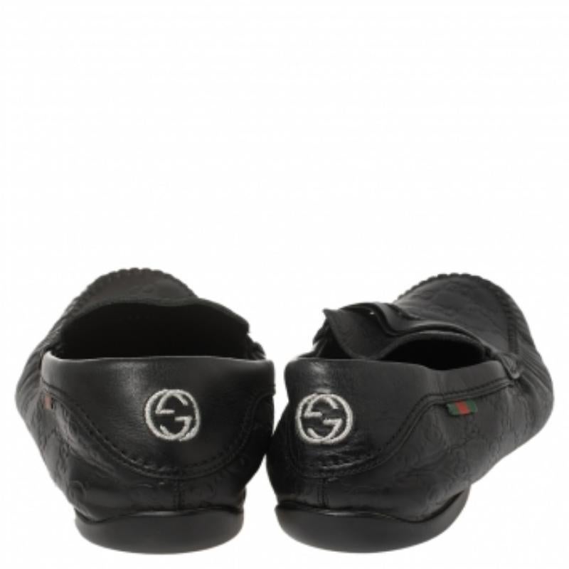 Gucci Black Guccissima Leather Penny Slip On Loafers Size 41.5 In Fair Condition For Sale In Dubai, Al Qouz 2