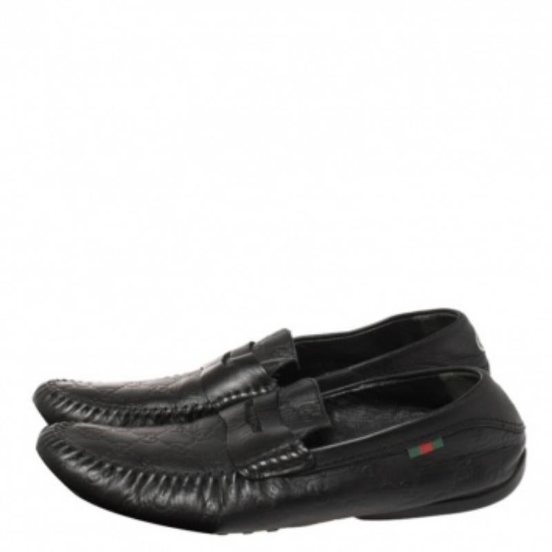 Gucci Black Guccissima Leather Penny Slip On Loafers Size 41.5 For Sale 3