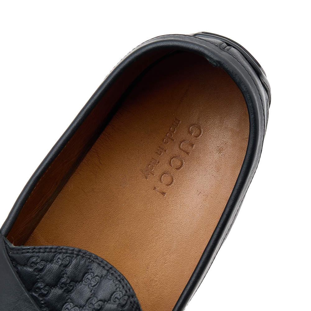 Gucci Black Guccissima Leather Penny Slip On Loafers Size 43.5 For Sale 1