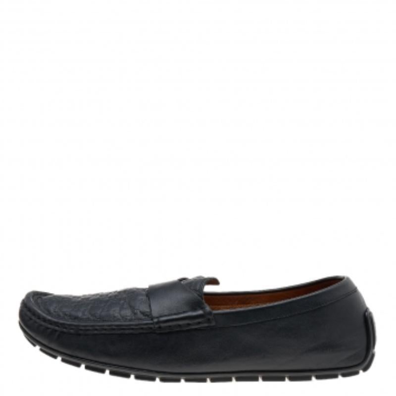 Gucci Mocassins à enfiler en cuir Guccissima noir Taille 43.5 1