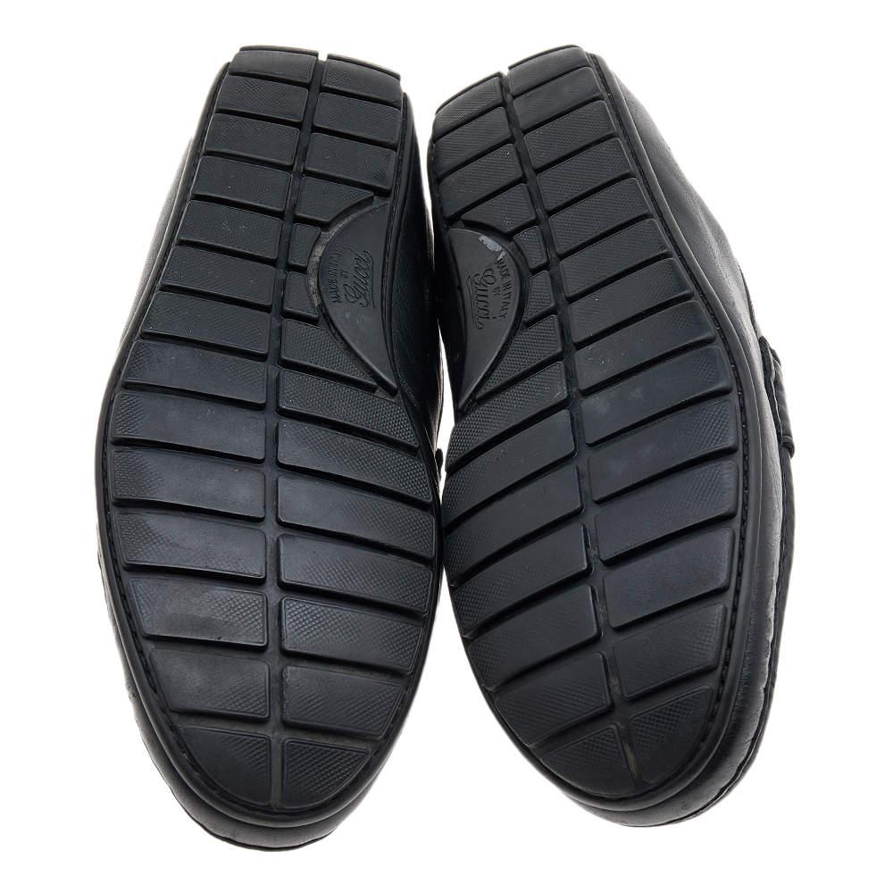 Gucci Black Guccissima Leather Penny Slip On Loafers Size 43.5 For Sale 3