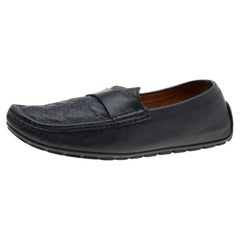 Gucci Black Guccissima Leather Penny Slip On Loafers Size 43.5