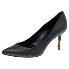 Gucci Black Guccissima Leather Pointed Toe Pumps Size 39