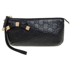 Gucci Schwarz Guccissima Leder Princy Handtäschchen Clutch