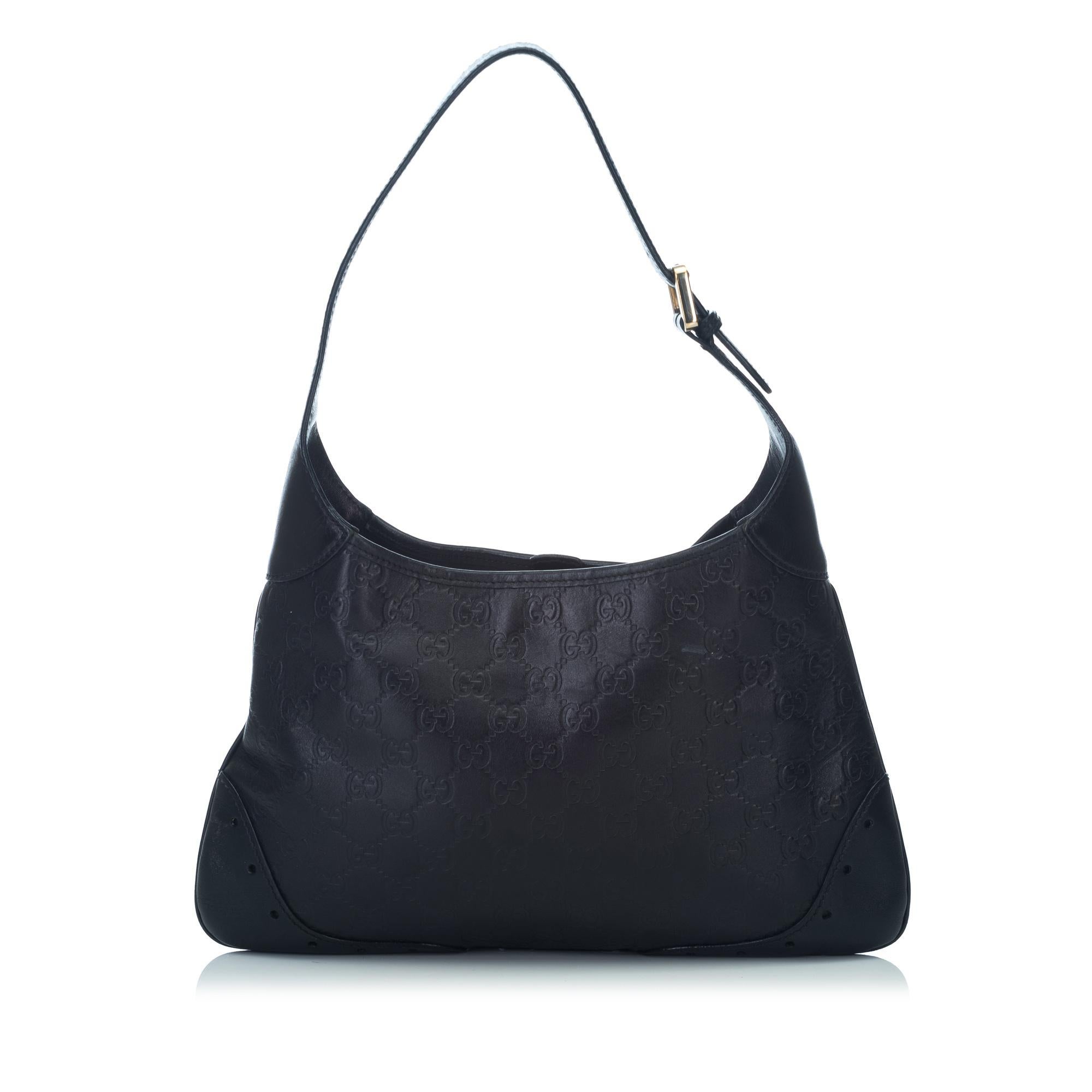 Gucci Black Guccissima Leather Punch Hobo In Good Condition For Sale In Orlando, FL